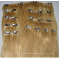 Hot selling wholesale double drawn virgin remy human hair extention 120g clip in hair